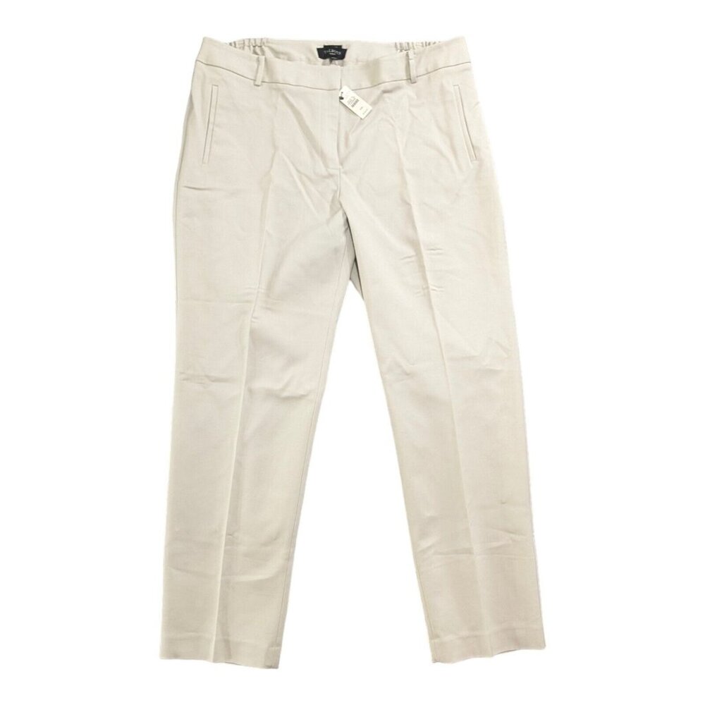 NWT Talbots Newport Pant Womens 16W Beige Ivory Plus Curvy Pockets Elastic Waist